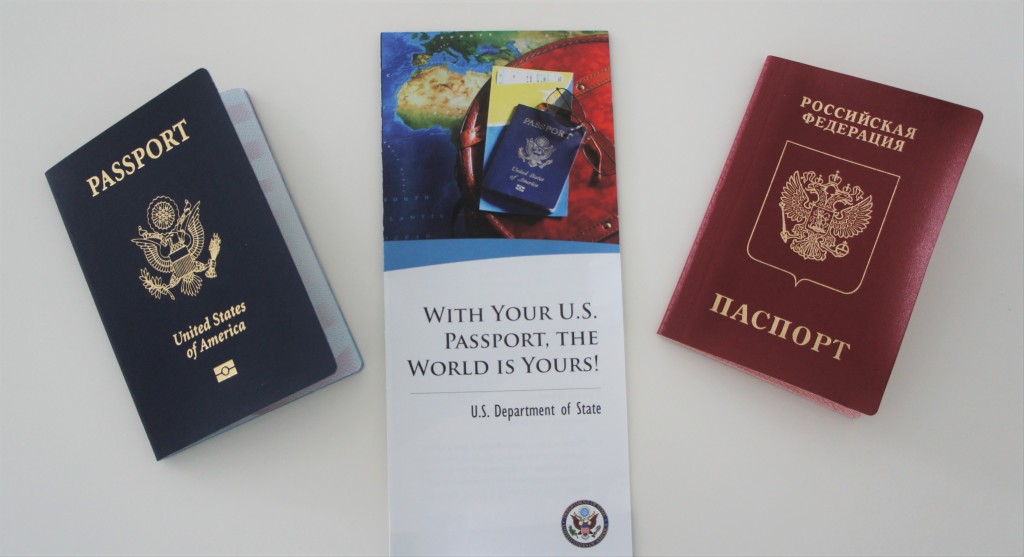 Passports of the USA and Russia