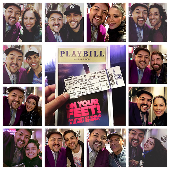 Jason with the cast of the play On Your Feet! Photo: Jason Crespin