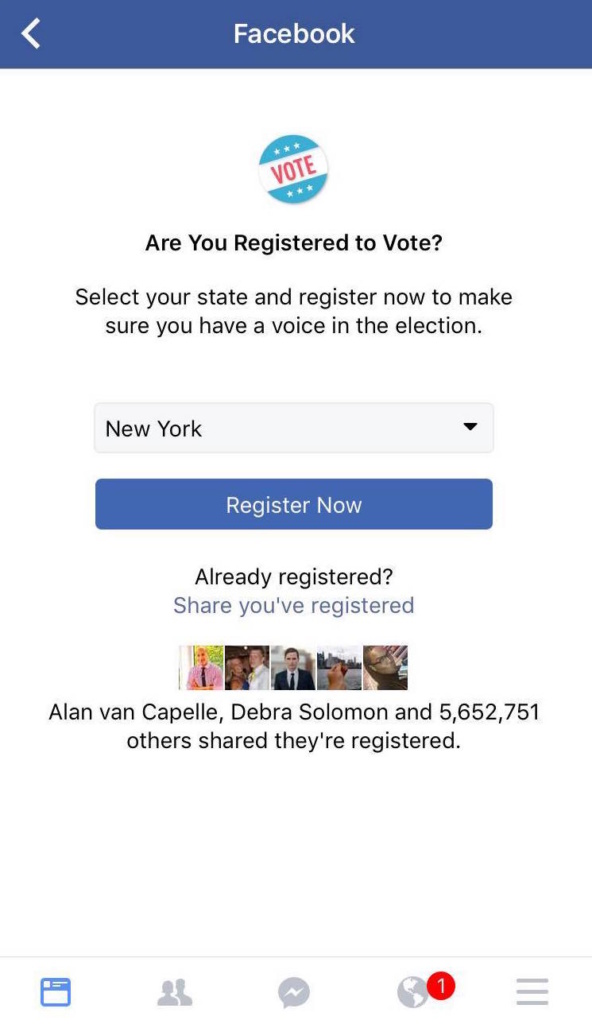 Избирателям Нью-Йорка рассылают напоминания через Фейсбук. Фото: Facebook