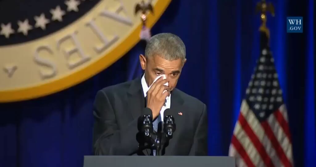 Барак Обама во время прощального выступления 10 января 2017 года. Фото: кадр видео