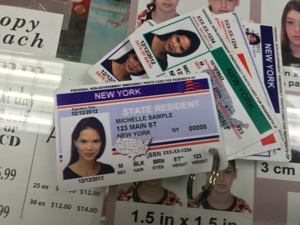 These ID cards are offered in Brighton Beach. Photo by Denis Cheredov.