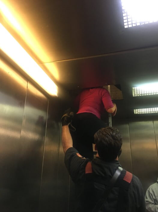 In the Brooklyn metro station, passengers were stuck in a hot elevator and ...