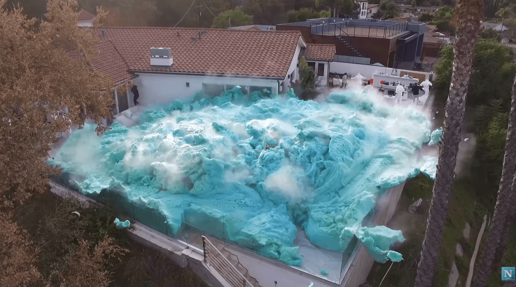 'Toothpaste for an elephant' a giant foam explosion in California