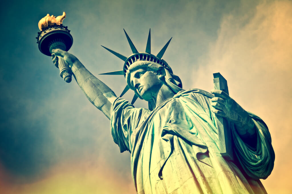 Close up of the statue of liberty, New York City,
