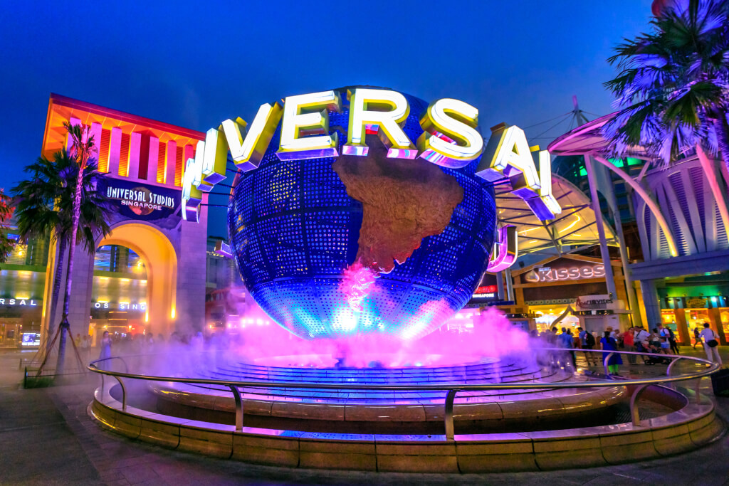 Universal Studios globe sign at entrance