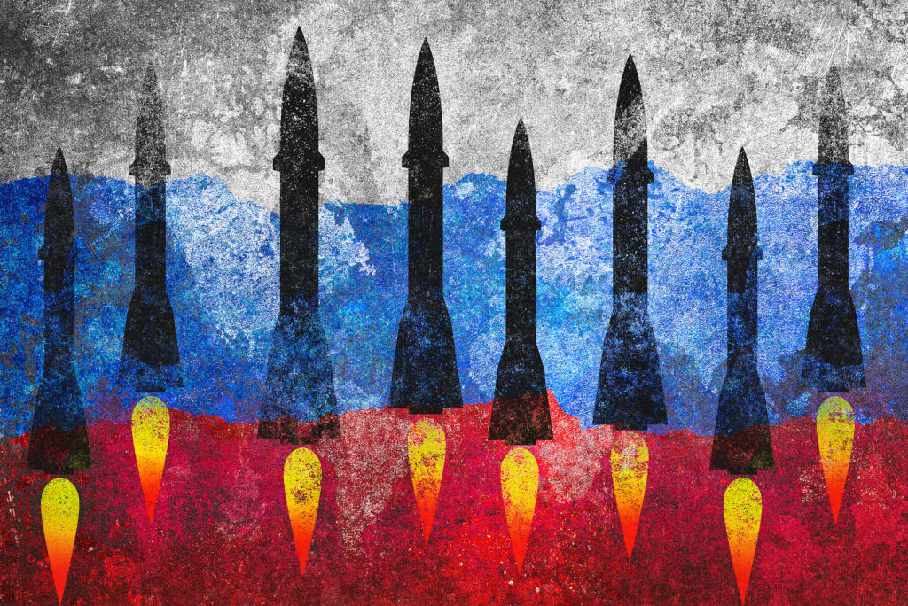 Rusiya bayrağı olan raketlər