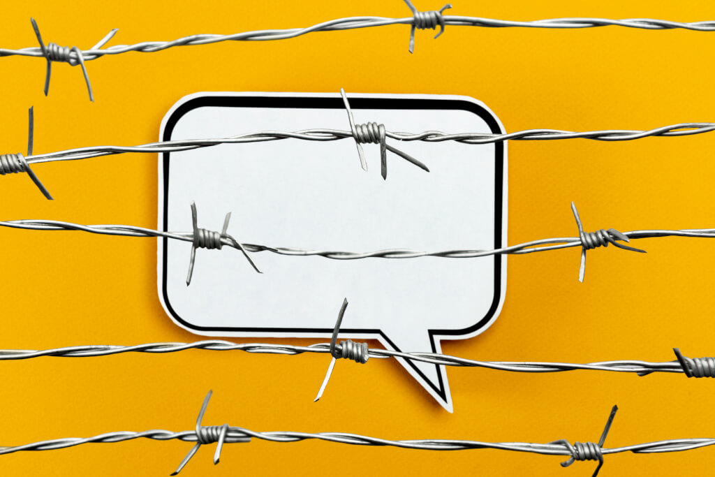 Barbed wire on the speech balloon.