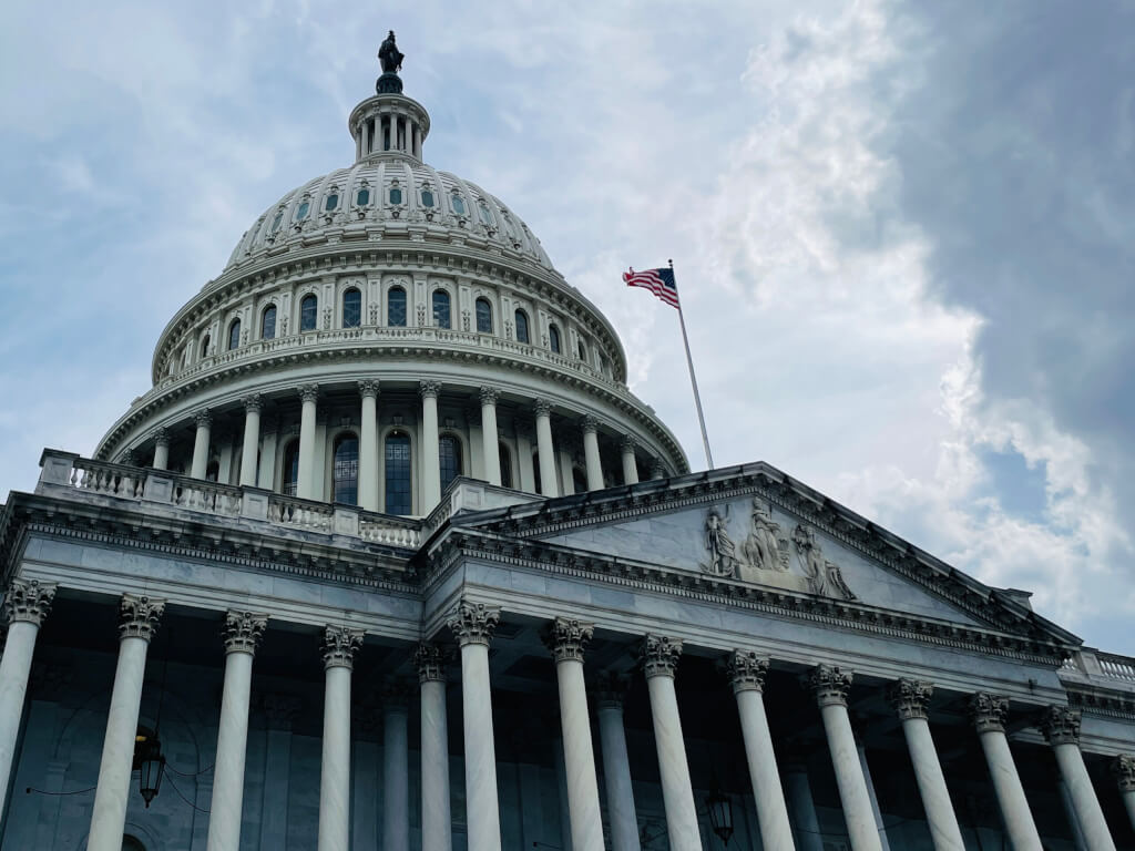 Senate building with USA flag